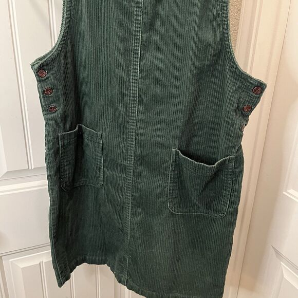 Karen Scott Hunter Green Corduroy Sleeveless Jumper Overall Dress Womens Size M - Picture 3 of 8